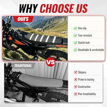 Seat Cover for Yozma IN10,White Stripe Non-Slip Motorcycle Cushion Cover for Electric Dirt Bike Ebike Yozma in 10-White - color: White