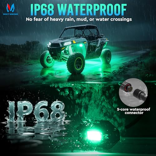 MICTUNING C1 8 Pods RGBW LED Rock Lights - Multicolor Underglow Neon Light Kit with Bluetooth Controller, Music Mode - size: 8 Pod Lights Kit