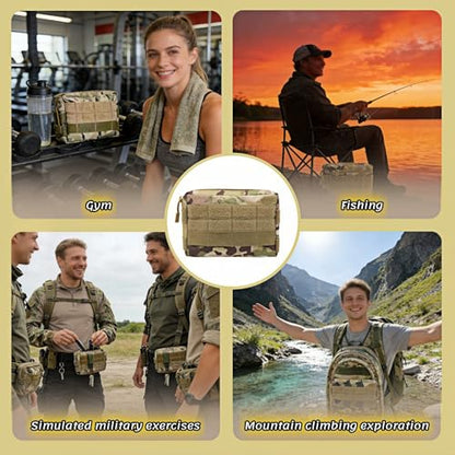 MOLLE Pouch Tactical EDC Utility Bag, Water Resistant 600D Nylon Waist Pack for Men Women, Multi-Functional Tool Organizer with MOLLE Webbing for Hiking Camping Travel Accessories Phone Wallet