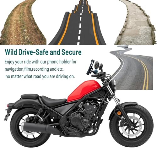 Motorcycle Phone Holder ATV Cell Phone Mount with Vibration Damper,Anti-Shake Sturdy for Bicycle Handlebar Phone Holder 4 Wheeler Dirt Bike Scooter Quad Fit 4.7"-7.1" Smart Phones 360° Rotation