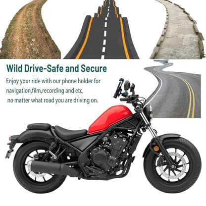 Motorcycle Phone Holder ATV Cell Phone Mount with Vibration Damper,Anti-Shake Sturdy for Bicycle Handlebar Phone Holder 4 Wheeler Dirt Bike Scooter Quad Fit 4.7"-7.1" Smart Phones 360° Rotation