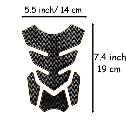 1 Set Universal 3D Motorcycle Gas Tank Sticker, Fuel Tank Protector Decal Pad Self-adhesive and Waterproof - Gold - color: Gold