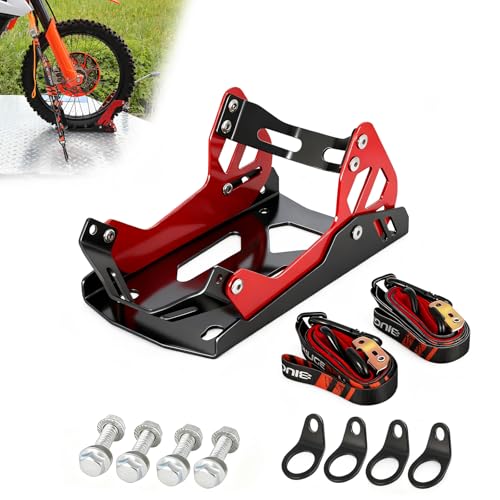 Motorcycle Wheel Chocks with Tie Down Strap,Special for Transportation Foldable Portable 1800lbs Trailer Chocks for 8"-21" Wheel Universal for Most Crusier Sports Dirt Bikes Trailer Truck-Red - color: Red