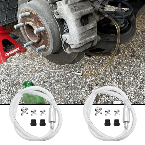 4 Pcs Universal Brake Bleeder Hose Kit with One-Way Check Valve, Rubber Brake Bleeder Hose, Brake System Bleeding Tools for Car, Motorcycle, Includes Fixing Clips & Rubber Caps