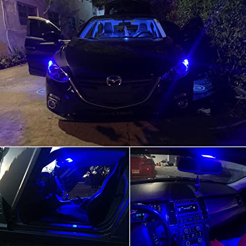 PHINLION 194 LED Light Bulb Blue Super Bright 168 2825 W5W T10 Wedge 6-SMD 3030 Chipsets LED Replacement Bulbs for Car Interior Map Dome Parking Door Courtesy License Plate Lights - color: Blue