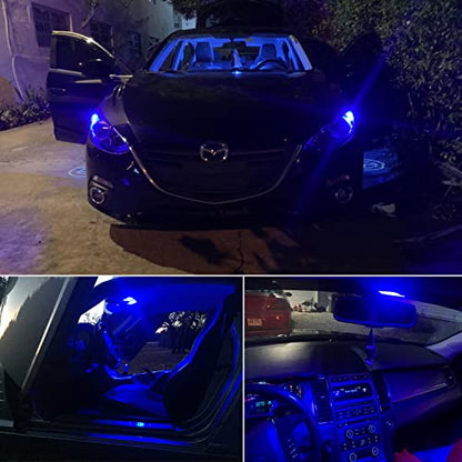 PHINLION 194 LED Light Bulb Blue Super Bright 168 2825 W5W T10 Wedge 6-SMD 3030 Chipsets LED Replacement Bulbs for Car Interior Map Dome Parking Door Courtesy License Plate Lights - color: Blue