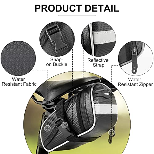 Bicycle Seat Bag Water Proof,Bike Pack Under Seat,Wedge Saddle Bag for Bike,Cycling Accessories - color: black T