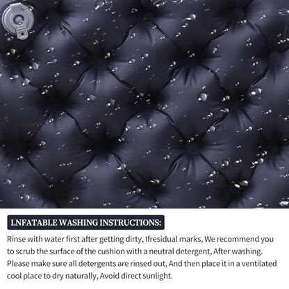 Inflatable Seat Cushion – Portable Lightweight Waterproof Travel & Stadium Seat Pad, Fast Inflate/Deflate Air Cushion for Camping, Hiking, Office, Tailbone Relief - color: Black