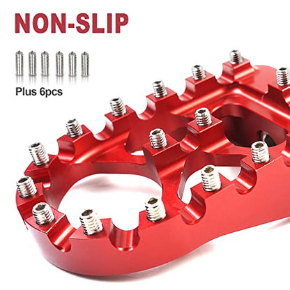 MDPROMCP CNC Motorcycle Wide Foot Pegs Aluminum 360° Roating Adjustable Suitable Compaitble with Dyna Fatboy Iron 883 Sportster 883(Red) - color: Red