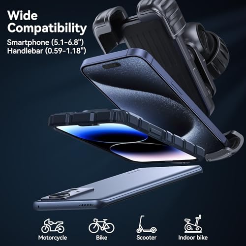 aceyoon Bike Cell Phone Holder, Phone Holder for Motorcycle, Scooter Phone Clip Suitable for 0.59''-1.18'' Handlebars for iPhone Air 17 Pro Max,16 15 Pro Max, More 4.7 to 6.8" Smartphones