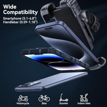 aceyoon Bike Cell Phone Holder, Phone Holder for Motorcycle, Scooter Phone Clip Suitable for 0.59''-1.18'' Handlebars for iPhone Air 17 Pro Max,16 15 Pro Max, More 4.7 to 6.8" Smartphones