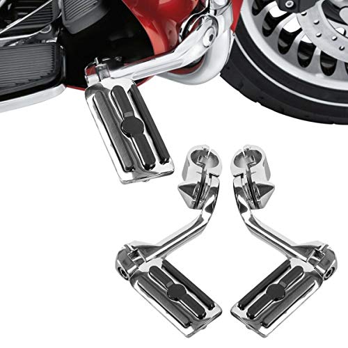TCMT Highway Pegs Fit For Harley Touring Road King Street Glide Road Glide Electra Glide Softail Sportster Dyna with 1.25" Engine Guards - color: Chrome, size: Style B Long Angled