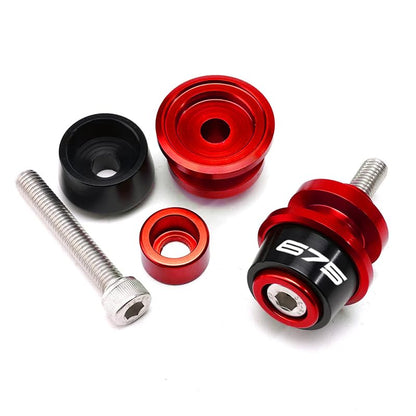 MOWOK Fit For 675SS 675SR 675NK 675 SR-R 675 SR/NK/SS/SR-R 10MM Motorcycle Accessories Rear Stand Screws M10 Swing Arm Swingarm Spools slider (Red) - color: Red