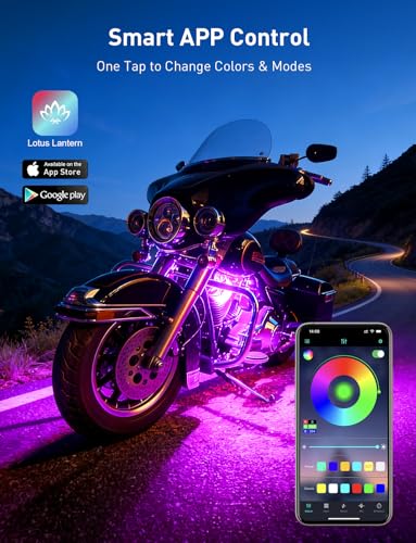 12PCS RGB Motorcycle LED Underglow Lights Kit with App Control Fits Harley Davidson Honda Kawasaki Suzuki - size: 12PCS