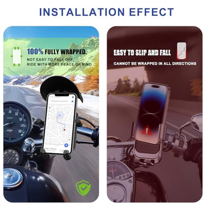 MFGZD Motorcycle Phone Mount Holder Handlebar Clamp With Vibration Dampener, Anti-Shake Adjustable Handlebar Cellphone Clamp Mount For Motorcycle ATV Bicycle Scooter Moped Bike Stroller, 4.8-7" Phones - color: Handlebar Mount