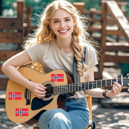 4 PCS Flag Stickers - Norway Flag Stickers Decals for Cup Computer Laptop Car Bumper Window Helmet Musical Instrument with Smooth Surface - size: Norway