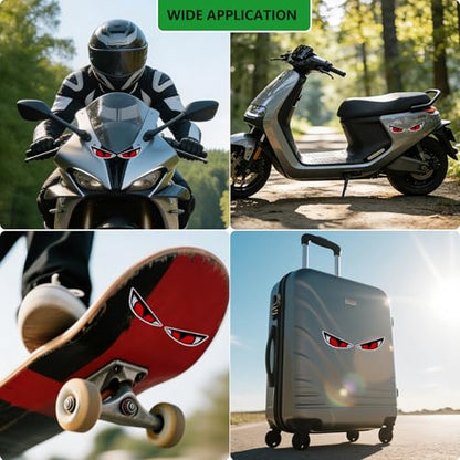 Reflective Funny Evil Eye Decal Sticker Motorcycle Stickers with Smile Face, Waterproof PVC Sticker for Motorcycles, Motorcycle Helmet, Skateboard, Car and Off-Road Motorcycles