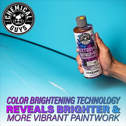 Chemical Guys Extreme Bodywash & Wax Foaming Car Wash Soap, (Works with Foam Cannons/Guns or Bucket Washes) For Trucks, Motorcycles, RVs & More, 32 fl oz, Grape Scent - size: 32 Fl Oz (Pack of 1)