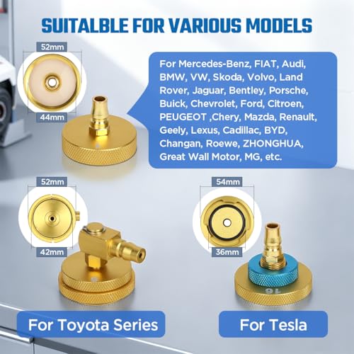 Brake Bleeder Kit Automatic 7~36PSI Electric Brake Fluid Bleeder 1.6L/min Flow Airless Vacuum Filling, Adjustable Brake Pressure Bleeder Pump with 3 Master Cylinder Adapter, Fluid Shortage Protection