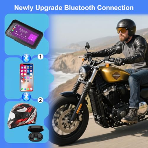 YZW GPS Screen Motorcycle CarPlay Fit for BMW, 6" QLED Waterproof Touch Screen/HD/1000 Nits/60Hz, Wonder Wheel, Data Reading, Plug&Play, Lossless Installation, Android Auto, BT, TPMS, Native Protocol - size: BM 6"+Wonder Wheel+Lossless Installation
