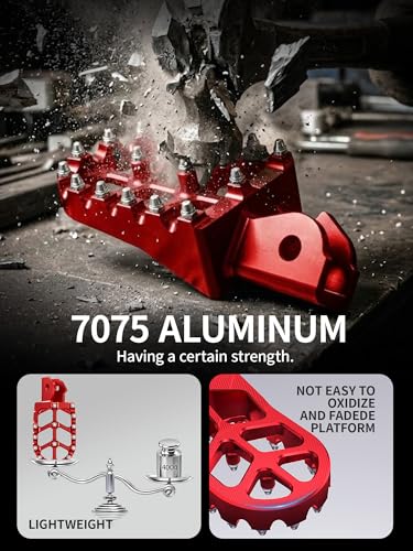 JFG RACING Dirt Bike Foot Pegs,MX Foot Pedals Rests CNC for CRF150F CRF230F 2003-2019/Sur Ron/Surron/X160/X260/KDX200 1983-1994 - Red - color: red