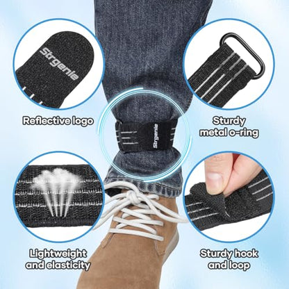 Cowboy Boot Straps, Adjustable Elastic Pant Leg Straps for Biking, Fishing, Hiking, Wading etc. - color: Black-4pcs