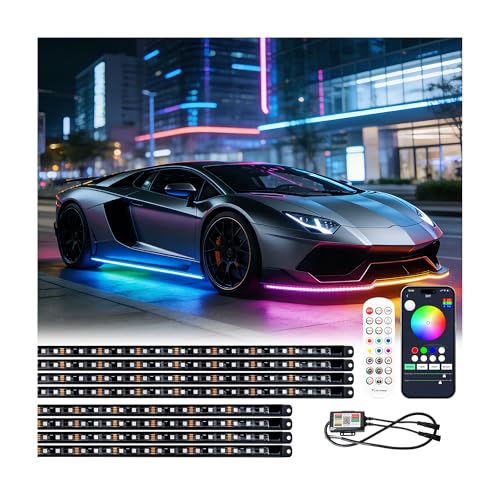 Underglow LED Lights for Cars - 8PCS RGB+IC Chasing Kit with 252 LEDs, IP67 Under Car Neon Lights with APP，Remote Control, Sound Active Multicolor Light Bar for Trucks SUVs RV, 12V Universal Fit - color: Trucks/SUVs/RV Class B & B+