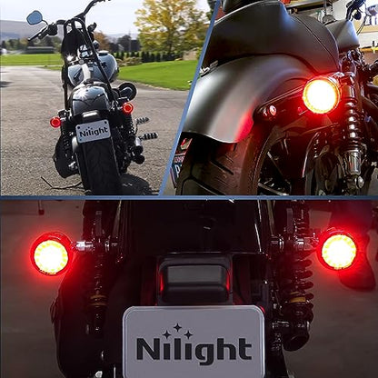 Nilight LED Turn Signal Rear Brake Running Lights 1157 Double Contacts Plug and Play for Harley Davidson Dyna Sportster Touring Street Glide Road King Iron 883 - color: Clear turn signal light