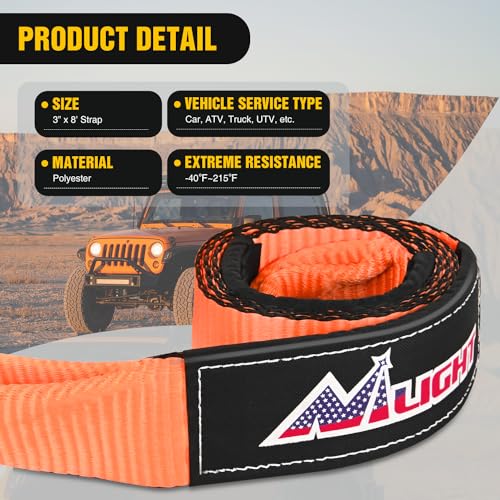 Nilight 3" x 8' Tree Saver Tow Strap Lab Tested 31,500lbs Break Strength Heavy Duty Off road Straps with Triple Reinforced Loop Emergency Towing Rope of Mind for SUV, UTV, ATV, Truck, 2 Years Warranty - color: 3in x 8ft Tow Strap