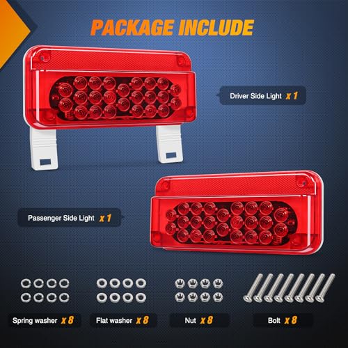 Nilight RV Tail Light 2PCS 54 LED White License Plate Lights Red Running Stop Brake Turn Signals Surface Mount Waterproof Taillights for Camper Van Caravan - color: RV Tail Light 54LED 2PCS