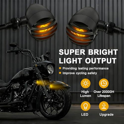 XINDELL LED Motorcycle Turn Signals - 2 Pack Universal Bullet Blinkers for Harley Davidson, Yamaha R3, Honda Shadow, and Cruisers, 3-Wire Rear Mount Signal Lights Kit for Motorcycles, Bobbers, Bikes