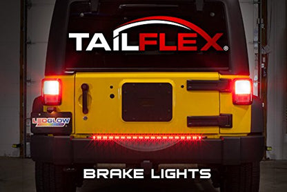 LEDGlow 36" Red TailFlex Tailgate LED Light Bar with White Reverse Lights for Jeep & SUVs - Brake, Running, Turn Signals & Hazard Lights - Flexible Waterproof Strip - Flat 4 Pin Connector