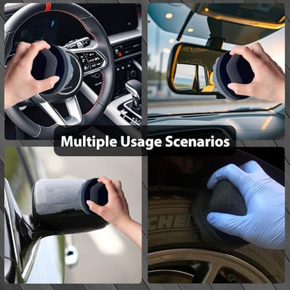 Tire Shine Applicator Pads, 4 Pcs Tire Dressing Applicator, Reusable Tire Shine Sponge Wave Contoured for Car Detailing, 4.33 inch (2 Red & 2 Black) - size: 4.33inch-2 Black & 2Red