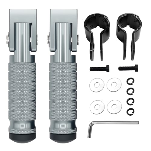 M8 Anti-Skid CNC Universal Motorcycle Foot Pegs Degree Foldable Footpegs Footrest,Upgrade Passenger Pedal For Mini Bike Dirt Pit Bike Electric Car Motorbike Honda Suzuki Yamaha Kawasaki (Titanium) - color: Titanium