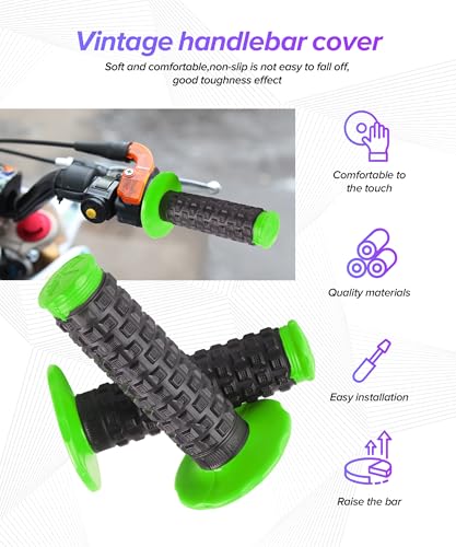 Dirt Bike Grips,Car Accessories Universal 7/8" Motorcycle Grips,Rubber Anti-Slip Throttle Bar Grip,Suitable for CRF50 CRF70 CRF80 XR50 XR100R CRF125 CRF100 CRF150F CRF230F (Green) - color: Green