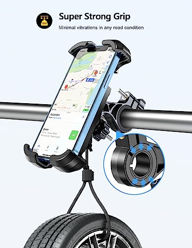 Viccux Motorcycle Phone Mount, Upgrade [Never Fall Off] [0 Shake] Bike Phone Holder, [3s Put & Take] 360° Rotatable Phone Holder for Bike Motorcycle Bicycle Scooter Compatible with Cellphones 4.7-6.8”