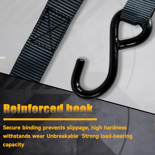 4-Pack Ratchet Straps, 15 Feet -1800 lb Break Strength Heavy Duty Ratchet Straps Retracting Tie Down Straps Set for Truck, Motorcycle, ATV, UTV, Cargo Trailer
