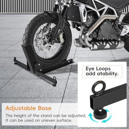 Motorcycle Front Tire Chock, Adjustable Motorcycle Wheel Chock, 1500 lbs Heavy Duty Wheel Stand for 15"-30" Wheels, Motorbike Front Chock High-Grade Steel Trailer Stand(Black) - size: 1500lbs for 15"-30" Wheels