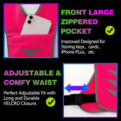 GoxRunx Reflective Running Vest Gear with Reflective Bands for Women Men Safety Reflective Vest for Walking Running Cycling at Night - color: Pink