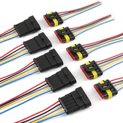 5 Pin Waterproof Electrical Wire Connectors 5 Pack Weather Pack Connectors Kit 20AWG Male and Female Automotive Wire Connectors for Car Truck Motorcycle Boat Auto Wiring - size: 5pin-5Pack