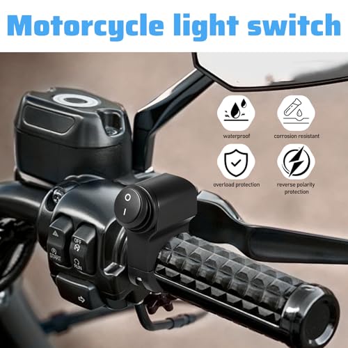 Motorcycle Handlebar Switch 12v, Waterproof Toggle Switch Aluminum Alloy ATV Light Switches Mini Bike Kill Switchs for Motorcycle Bike ATV UTV Scooters Fits 7/8"(22mm) Handlebars 1 Piece