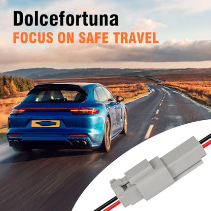 DT 2 Pin Waterproof Electrical Deutsch Connector Kit - 14 AWG Wire, Male & Female Plug Automotive Wiring Harness for Car, Truck, Boat, Motorcycle, LED Light - 3 Pack (Grey) - size: 14AWG
