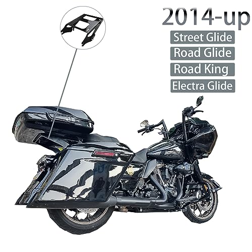 SWESG Detachable Two-Up Tour Trunk Rack Mounting Luggage Rack Fit for Harley Davidson Touring, Tour Trunk Rack Compatible for Street Glide Road Glide Road King Electra Glide 2014-2024 (Black-2) - color: 2014 UP Rack Black