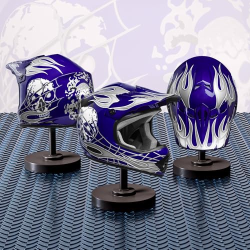 SLMOTO Dot Youth & Kids Motocross Offroad Street Helmet Motorcycle Helmet Dirt Bike Motocross ATV Helmet+Goggles+Gloves Blue Skull Design - color: Blue Skull, size: Large