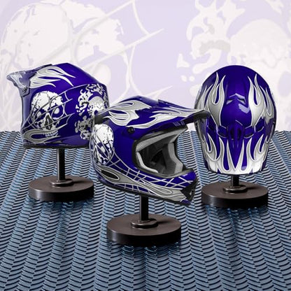 SLMOTO DOT Youth & Kids Motocross Offroad Street Helmet Blue Skull Motorcycle Dirt Bike ATV Helmet + Goggles + Gloves X-Large - color: Blue Skull, size: X-Large