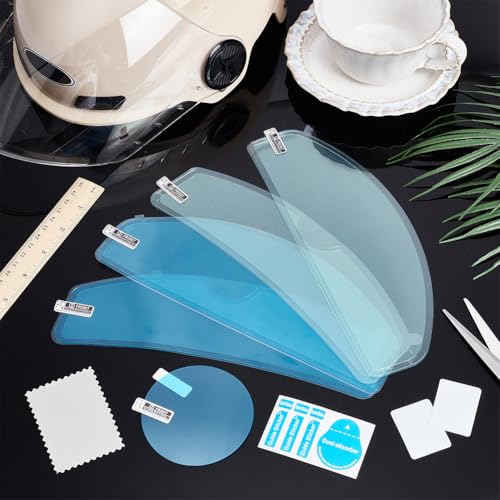 NBEADS 4 Sets 4 Styles Motorcycle Helmet Rainproof Film, AntiFog Helmet Visor Film Kits with 1set Rearview Mirror Film for Universal Fit All Weather Riding Accessories