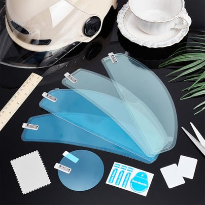 NBEADS 4 Sets 4 Styles Motorcycle Helmet Rainproof Film, AntiFog Helmet Visor Film Kits with 1set Rearview Mirror Film for Universal Fit All Weather Riding Accessories