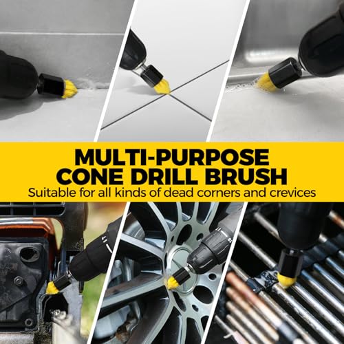 Holikme 8 Piece Drill Brush Attachments Set, Power Scrubber Brush with Extend Long Attachment，Cleaning Supplies，Scrub，Shower Scrubber，Bathtub, Bathroom, Kitchen（Black） - color: Black