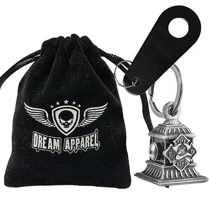 Dream Apparel Motorcycle Bell Guardian Angel Drive Away Gremlin, Biker Bell for Men Women Rider Riding, Good Luck Gift - color: Fire Department