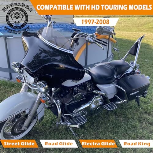 Adjustable Trident Black 27” Detachable Backrest Sissy Bar Passenger Quick Release Fits for Harley Touring Road King Electra Glide Street Glide FLHR FLHX FLHT FLTR 1997-2008 1/1/2” Tubing (Chrome) - color: 97-08 Chrome-T